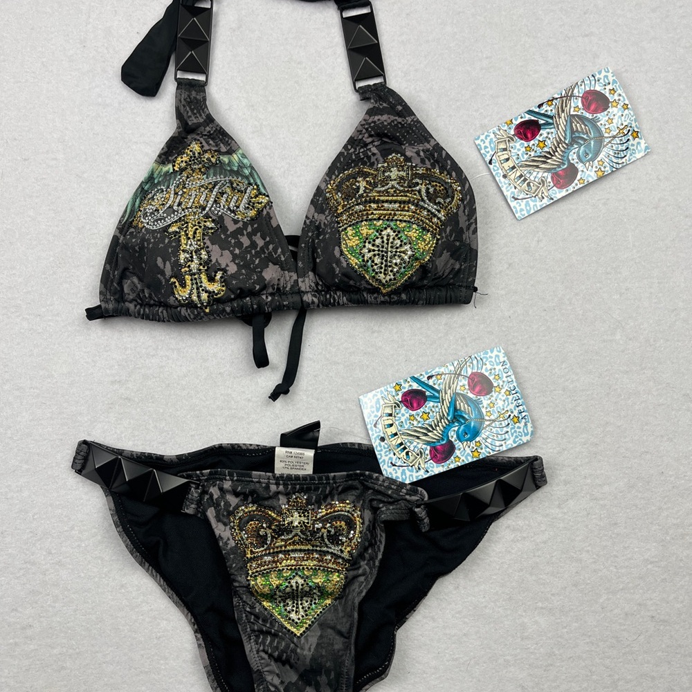 Affliction Black and Gold Bikini